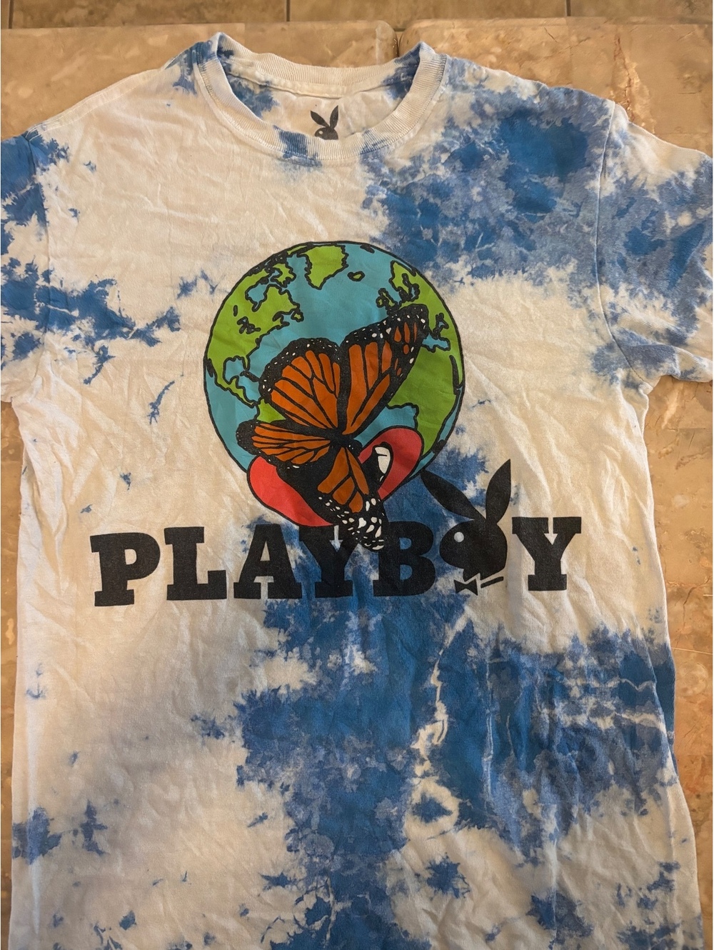 Playboy Butterfly Earth Tie Dye Graphic Tee Size Small